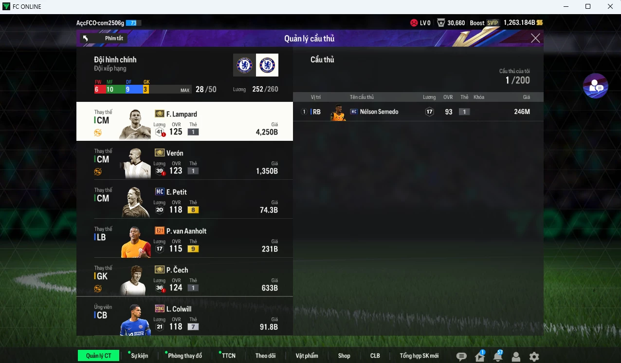 Ảnh Chelsea 22.410b dư 1260b có Sheva CAP, Essien LN, Ballack CFA, J. Cole LN, Lampard, Veron, Cech TM (khóa)