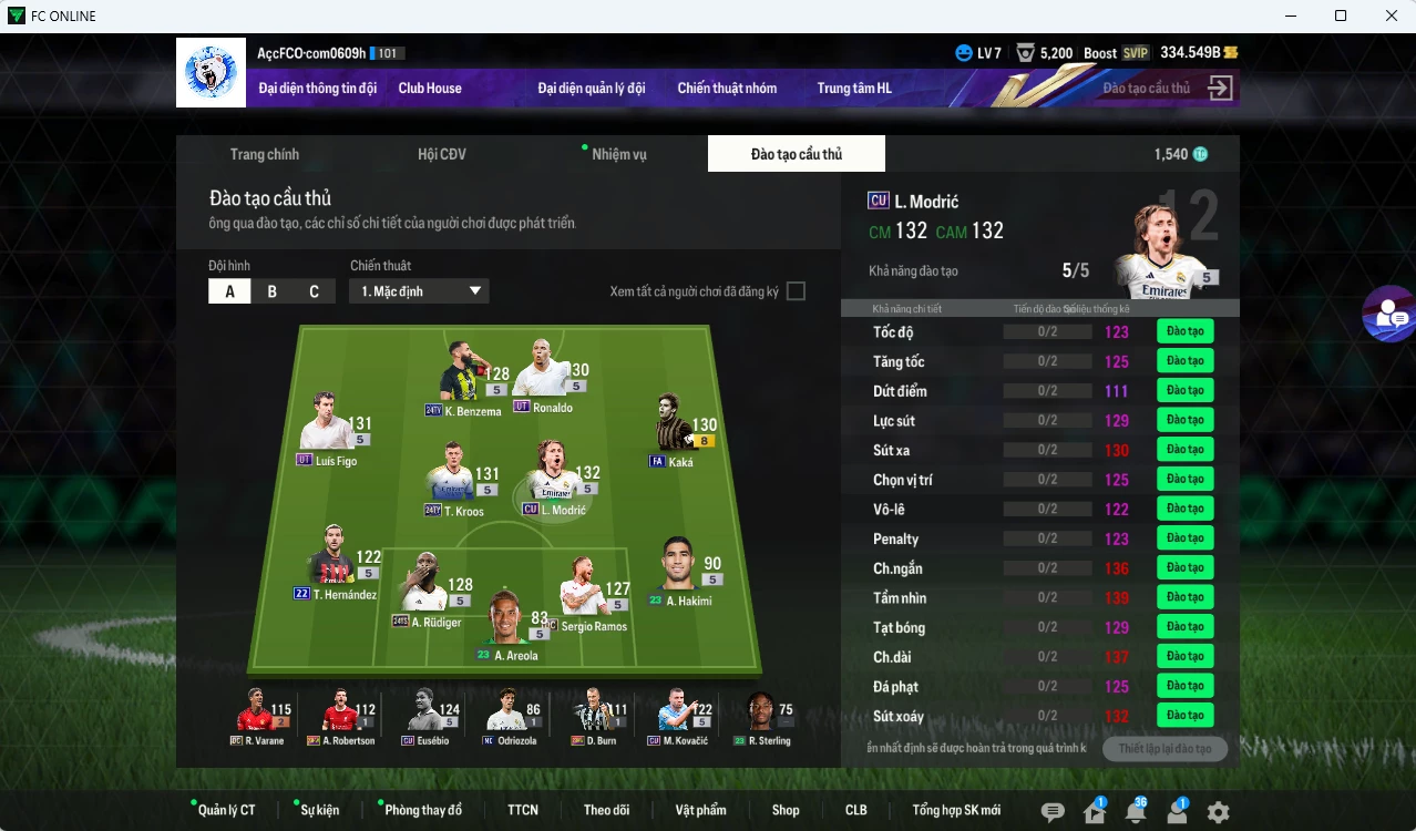 Ảnh Real Madrid 26.410b có Kroos TY24, Modric CU, Ronaldo UT, Kaka FA, Figo UT, Rudiger TS24, Benzema TY24 dư 330b