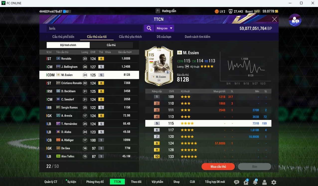 Ảnh [ACC Độc,Lạ] Real Madrid 5260b có CR7 TY20+8 (limited,bù) , Ronaldo LH, Bellingham TY23, Essien ICON