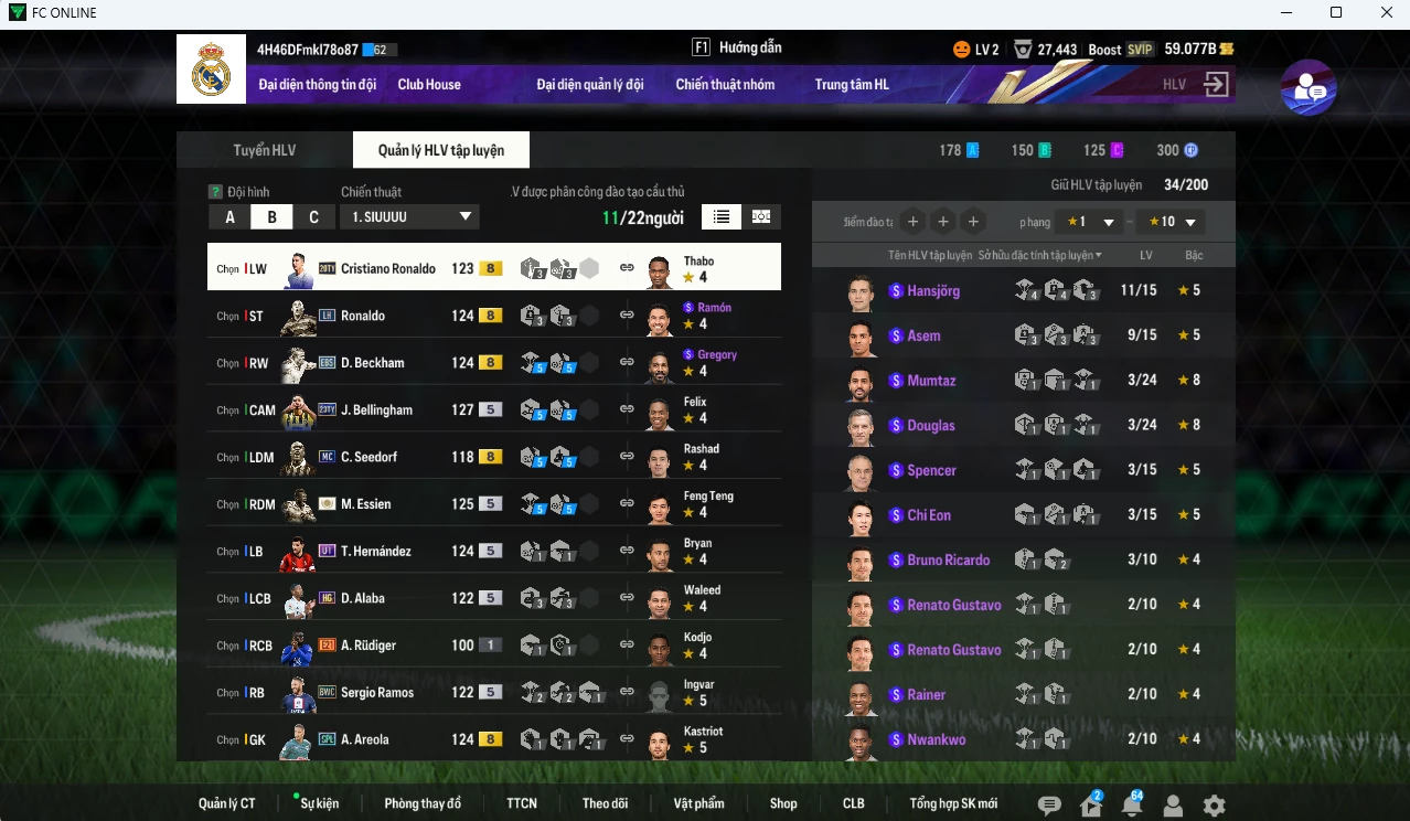 Ảnh [ACC Độc,Lạ] Real Madrid 5260b có CR7 TY20+8 (limited,bù) , Ronaldo LH, Bellingham TY23, Essien ICON