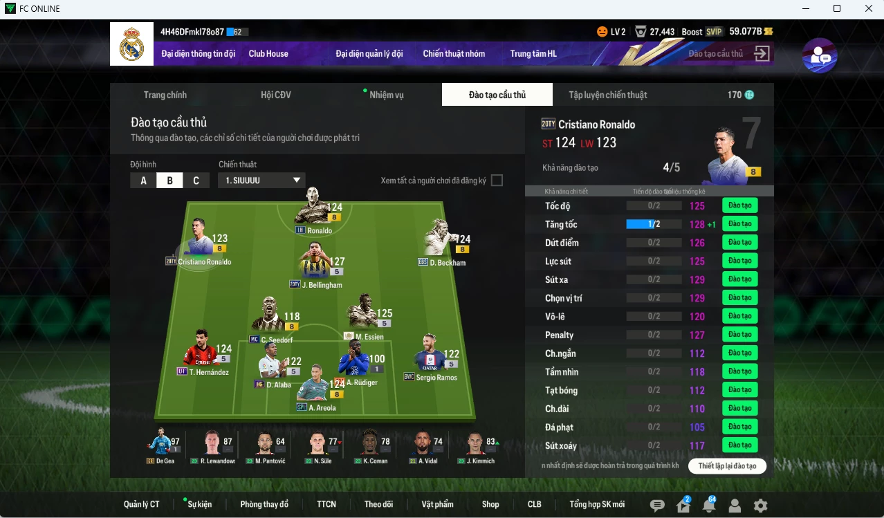 Ảnh [ACC Độc,Lạ] Real Madrid 5260b có CR7 TY20+8 (limited,bù) , Ronaldo LH, Bellingham TY23, Essien ICON