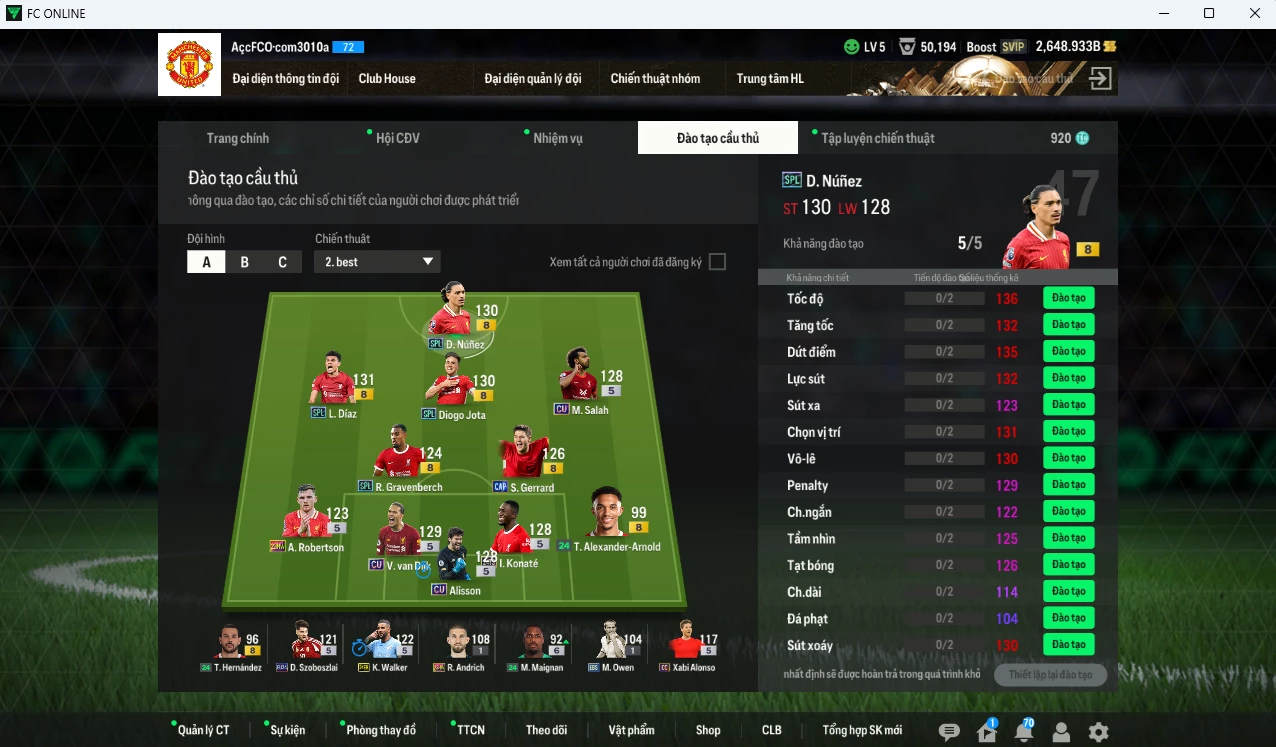 Ảnh [ACC Rẻ🔥] Liverpool 18.590b dư 2650b có Núnez SPL, Gerrard CAP, Jota SPL, Díaz SPL, Salah CU, Van Dijk CU, Konaté TS24, Gravenberch SPL...