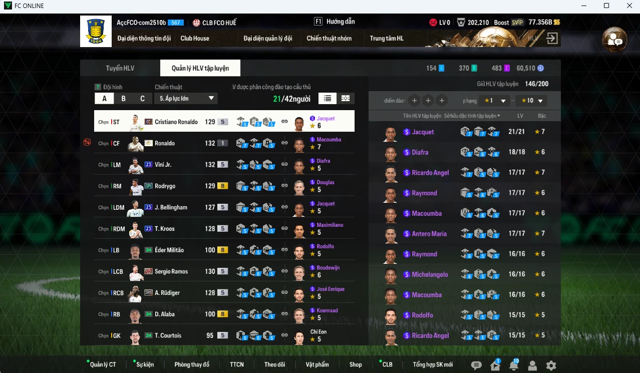 Ảnh [ACC Rẻ🔥] Real Madrid 57.710b có Ronaldo TM(khóa) , CR7 CC, Vini 23UCL, Ramos DC, Zidane ICON, Bellingham 23UCL, Rodrygo SPL, Kroos 23UCL, Rudiger TS24, Valverde CU...