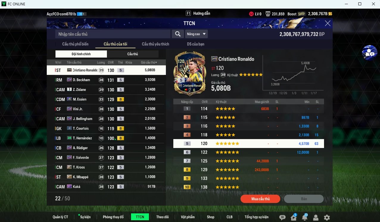 Ảnh Real Madrid 29.350b dư 2300b có CR7 TS24, Beckham CU, Zidane JVA, Vini CU, Essien LN, Bellingham CU, Rudiger CU, Valverde CU, Mbappé BLD...