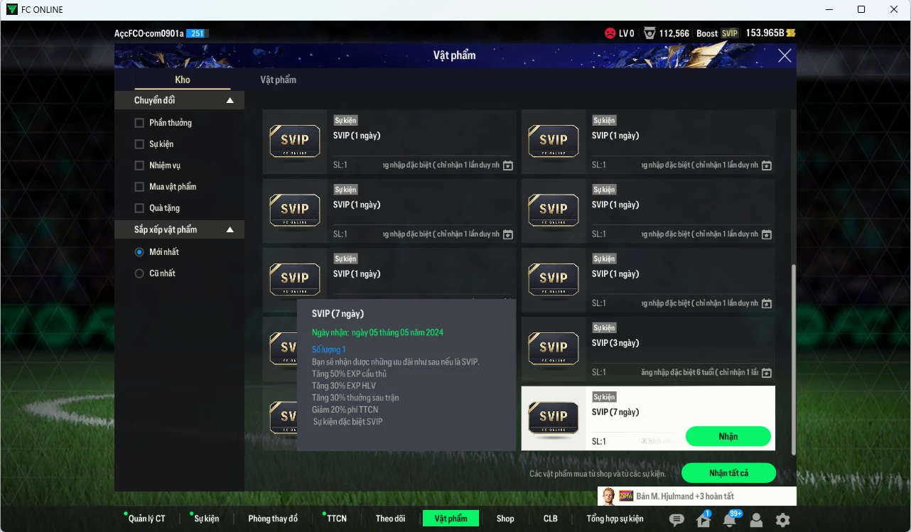Ảnh [ACC Hiếm, Rẻ🔥] Team 23VNB+8 46.030b có Hùng Dũng, Tiến Linh, Quang Hải, Xuân Trường (+9) , Văn Hâu, Công Phượng, Văn Tùng, Thành Chung, Tiến Dũng, Thành Bình, Văn Toàn 23VB+8 . HLV Xịn