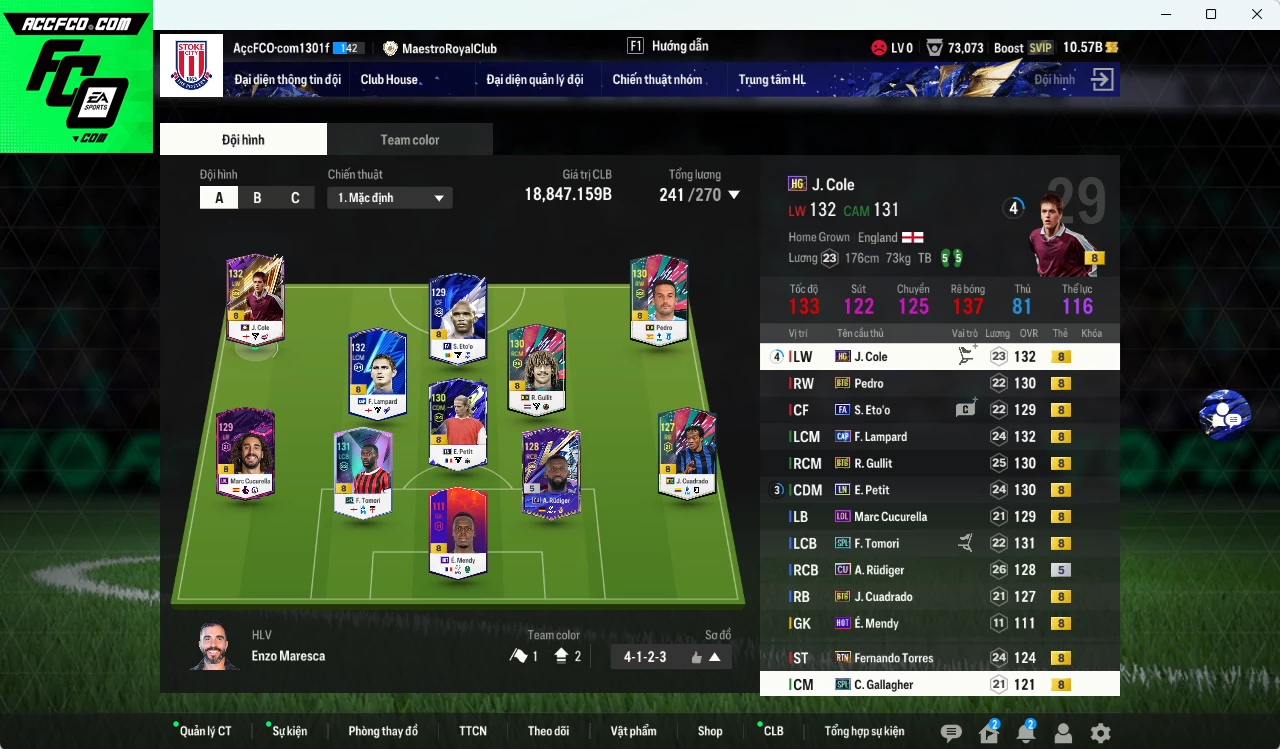 Torres Rtn Acc #76499: Chelsea 18.840b có Petit LN, J. Cole HG, Lampard CAP ...