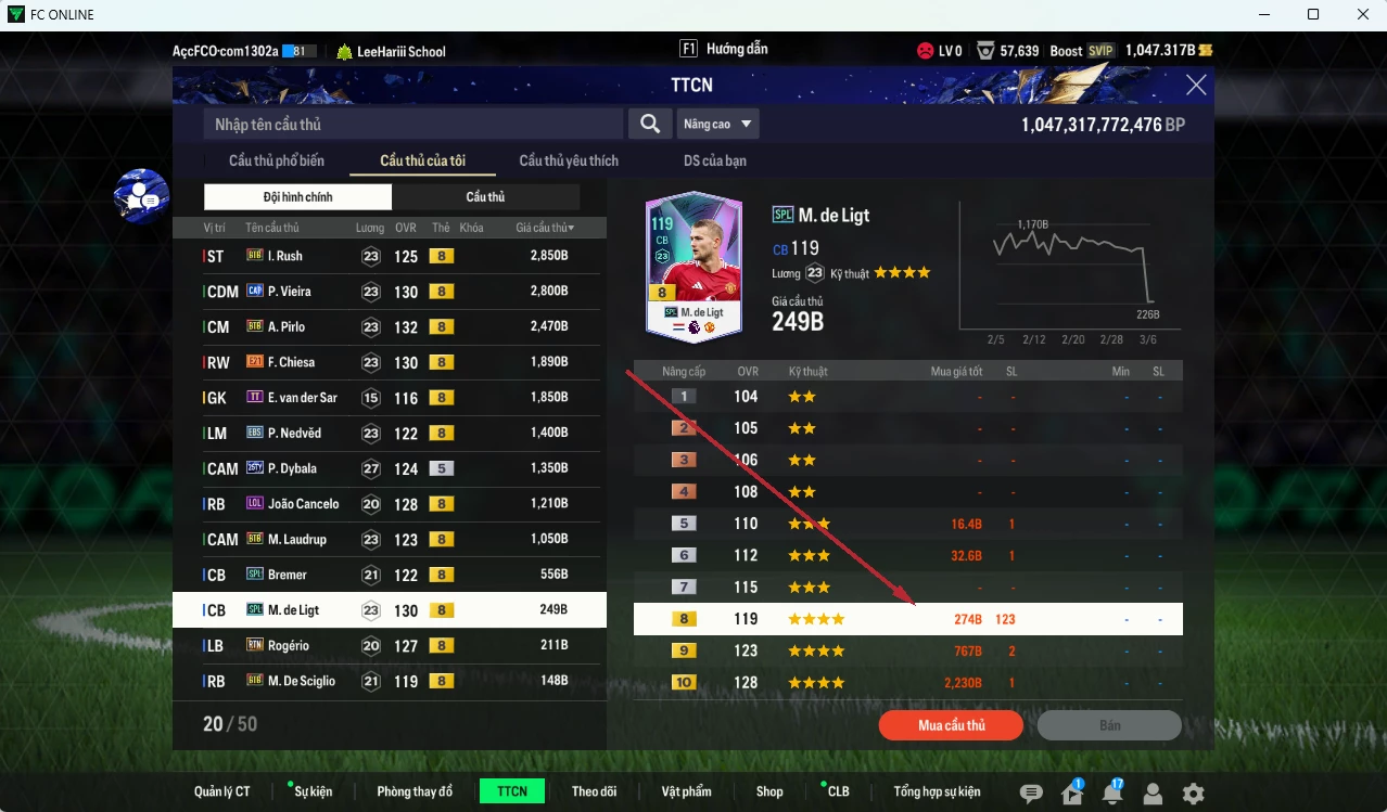 Ảnh [ACC Rẻ🔥] Juventus 40.220b dư 1000b có Cannavaro ITM+2, Zidane GRU, CR7 TY24, Henry HG, Rush BTB, Vieira CAP, Pirlo BTB, Chiesa E21, VDS TT, Nedved EBS, Dybala TY25...