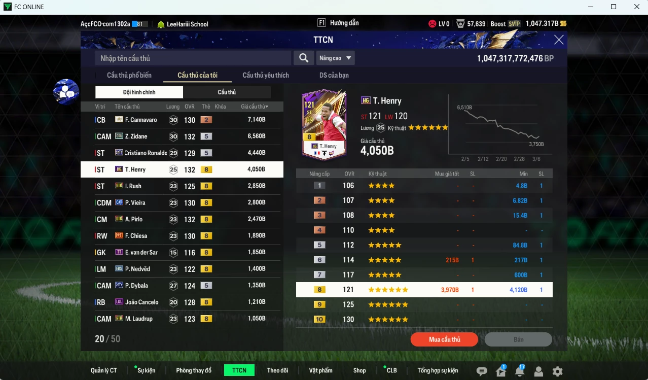 Ảnh [ACC Rẻ🔥] Juventus 40.220b dư 1000b có Cannavaro ITM+2, Zidane GRU, CR7 TY24, Henry HG, Rush BTB, Vieira CAP, Pirlo BTB, Chiesa E21, VDS TT, Nedved EBS, Dybala TY25...