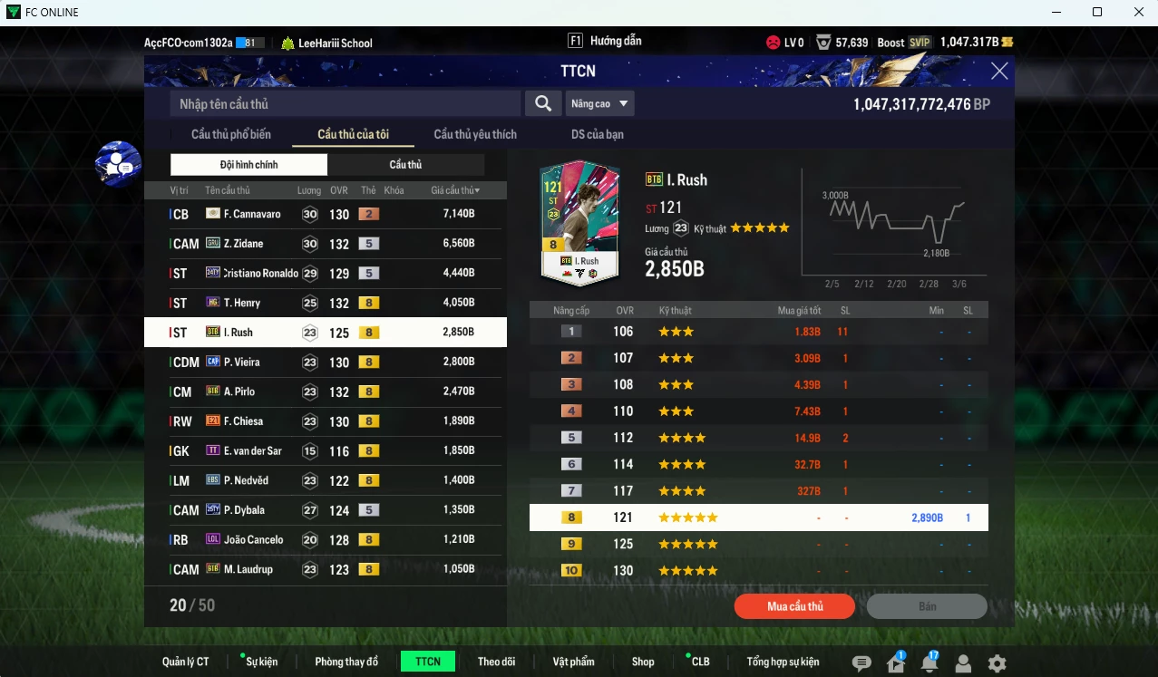 Ảnh [ACC Rẻ🔥] Juventus 40.220b dư 1000b có Cannavaro ITM+2, Zidane GRU, CR7 TY24, Henry HG, Rush BTB, Vieira CAP, Pirlo BTB, Chiesa E21, VDS TT, Nedved EBS, Dybala TY25...