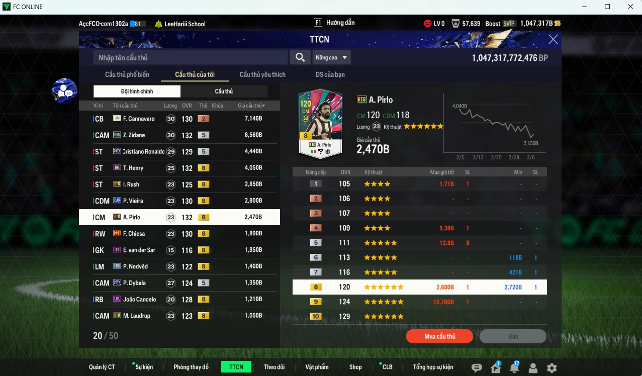 Ảnh [ACC Rẻ🔥] Juventus 40.220b dư 1000b có Cannavaro ITM+2, Zidane GRU, CR7 TY24, Henry HG, Rush BTB, Vieira CAP, Pirlo BTB, Chiesa E21, VDS TT, Nedved EBS, Dybala TY25...