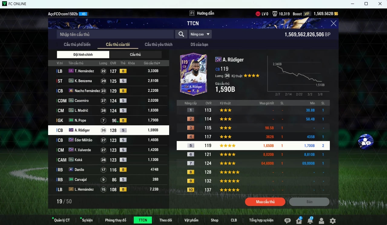 Ảnh [ACC Rẻ🔥] Real Madrid 59.370b có CR7 GRU, Zidane GRU, Bale GRU, Kroos 23UCL, Bellingham 23UCL, Vini CU, Benzema CU, Nacho HG, Casemiro GRU, Modric GRU,Theo LOL... dư 1500b 1410k.  (VIP BK Tháng 3)