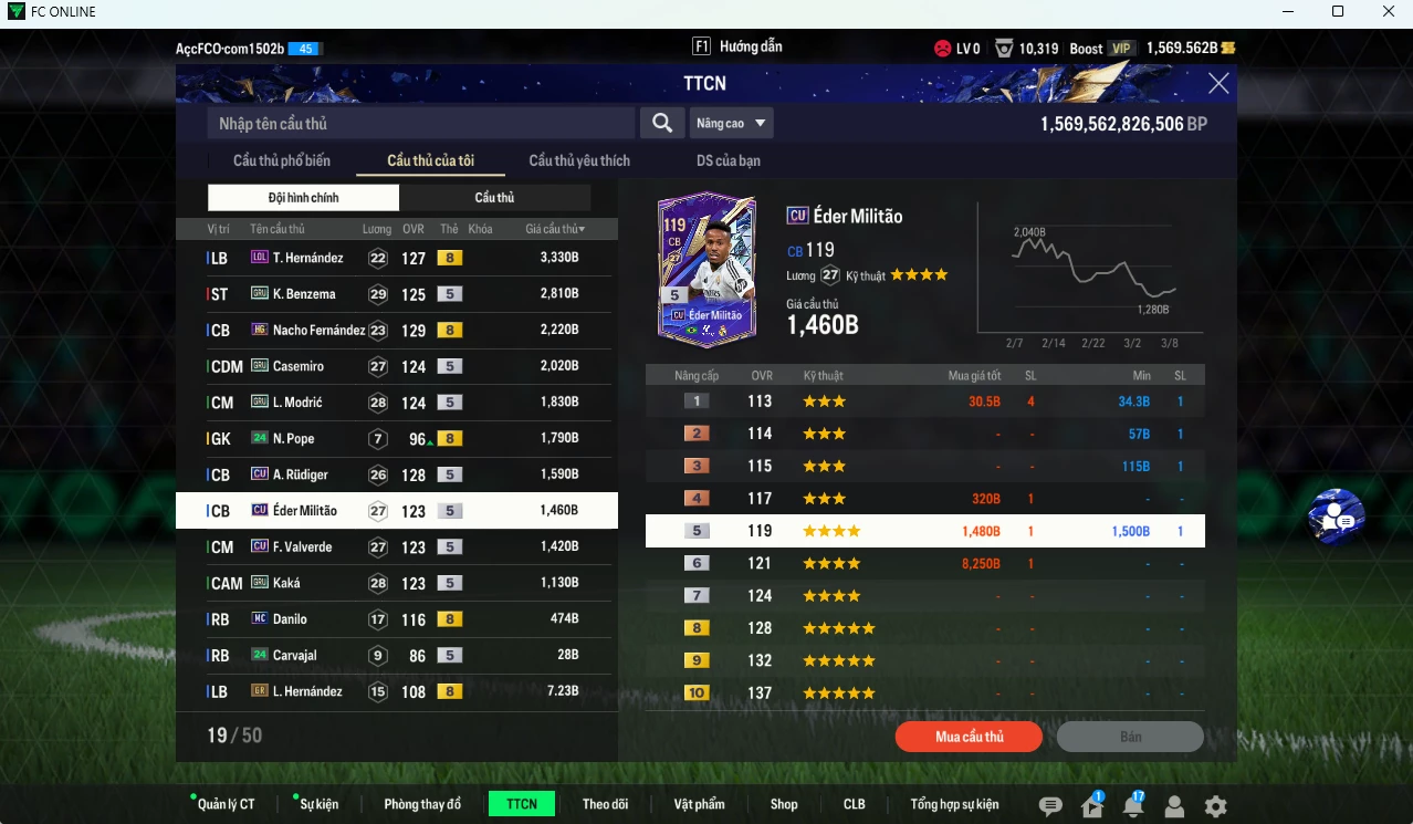 Ảnh [ACC Rẻ🔥] Real Madrid 59.370b có CR7 GRU, Zidane GRU, Bale GRU, Kroos 23UCL, Bellingham 23UCL, Vini CU, Benzema CU, Nacho HG, Casemiro GRU, Modric GRU,Theo LOL... dư 1500b 1410k.  (VIP BK Tháng 3)