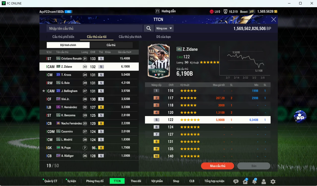 Ảnh [ACC Rẻ🔥] Real Madrid 59.370b có CR7 GRU, Zidane GRU, Bale GRU, Kroos 23UCL, Bellingham 23UCL, Vini CU, Benzema CU, Nacho HG, Casemiro GRU, Modric GRU,Theo LOL... dư 1500b 1410k.  (VIP BK Tháng 3)