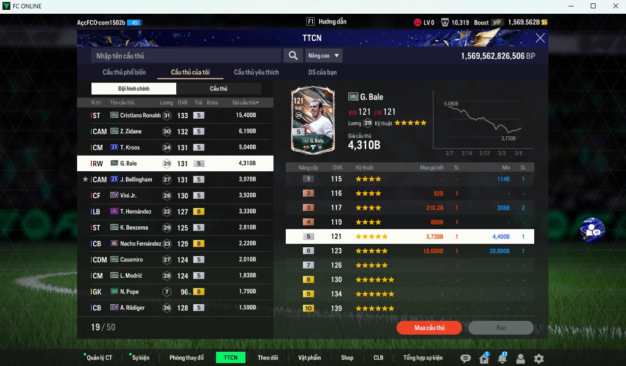 Ảnh [ACC Rẻ🔥] Real Madrid 59.370b có CR7 GRU, Zidane GRU, Bale GRU, Kroos 23UCL, Bellingham 23UCL, Vini CU, Benzema CU, Nacho HG, Casemiro GRU, Modric GRU,Theo LOL... dư 1500b 1410k.  (VIP BK Tháng 3)