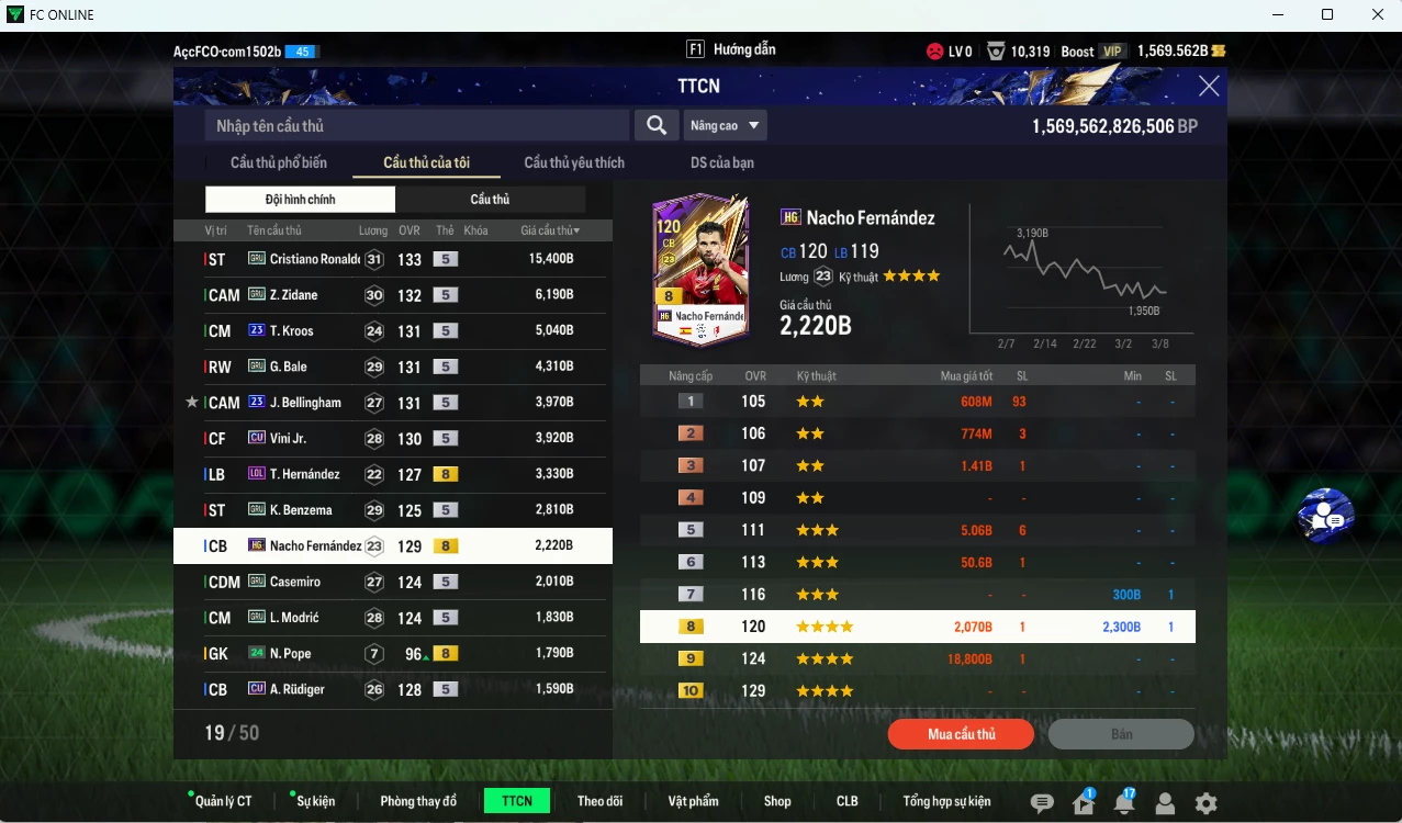 Ảnh [ACC Rẻ🔥] Real Madrid 59.370b có CR7 GRU, Zidane GRU, Bale GRU, Kroos 23UCL, Bellingham 23UCL, Vini CU, Benzema CU, Nacho HG, Casemiro GRU, Modric GRU,Theo LOL... dư 1500b 1410k.  (VIP BK Tháng 3)
