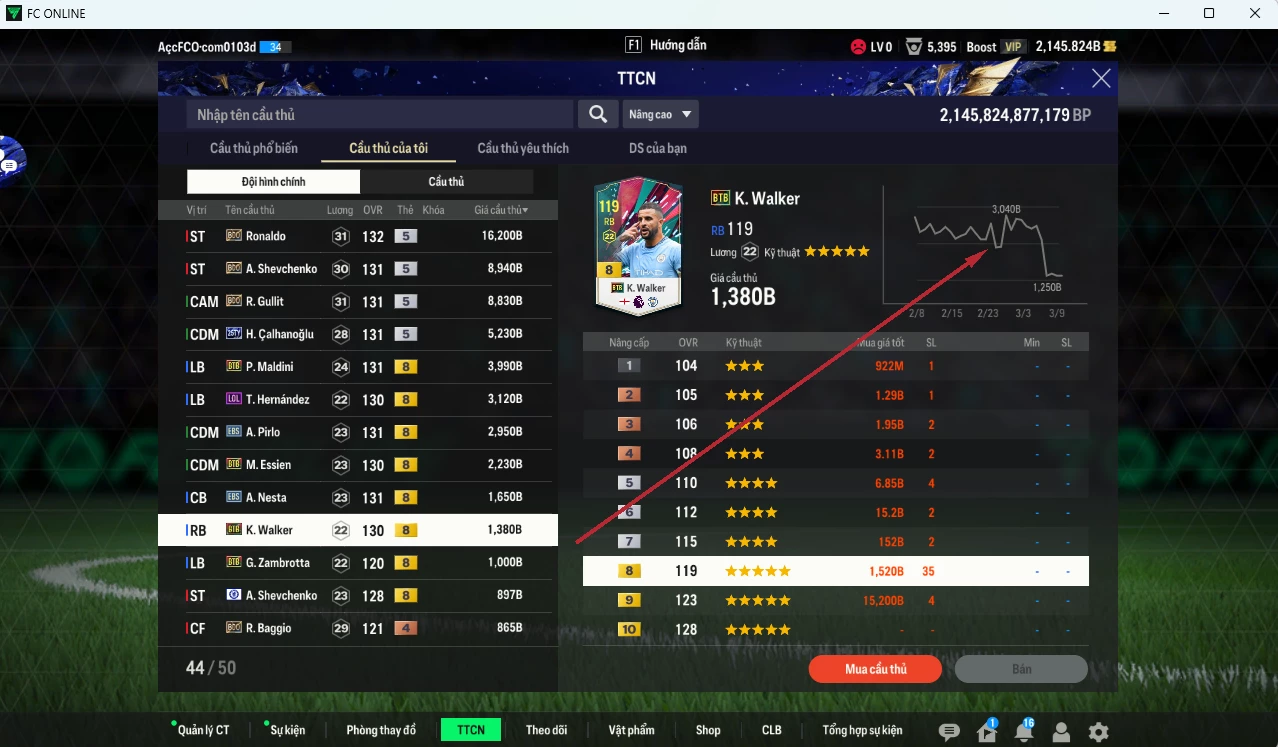 Ảnh AC Milan 57.390b có Ronaldo BDO, Sheva BDO, Gullit BDO, Calhanoglu TY25, Maldini BTB, Theo LOL, Pirlo EBS, Essien BTB, Nesta BTB, Walker BTB... dư 2100b (VIP BK Tháng 3)