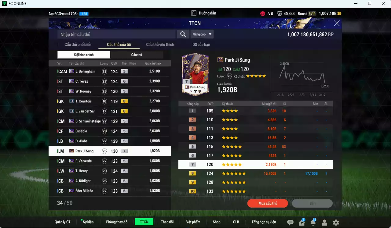 Ảnh [ACC Rẻ🔥] Full mùa CU+5 mix MU 97.790b có CR7 CC+6, Sheva, Vini, Beckham, Rio, Bale, Scholes, Varane, Mount+6, Bellingham, Tevez+6, Rooney, Bastian, Eusébio, Alaba... mùa CU dư 1000b