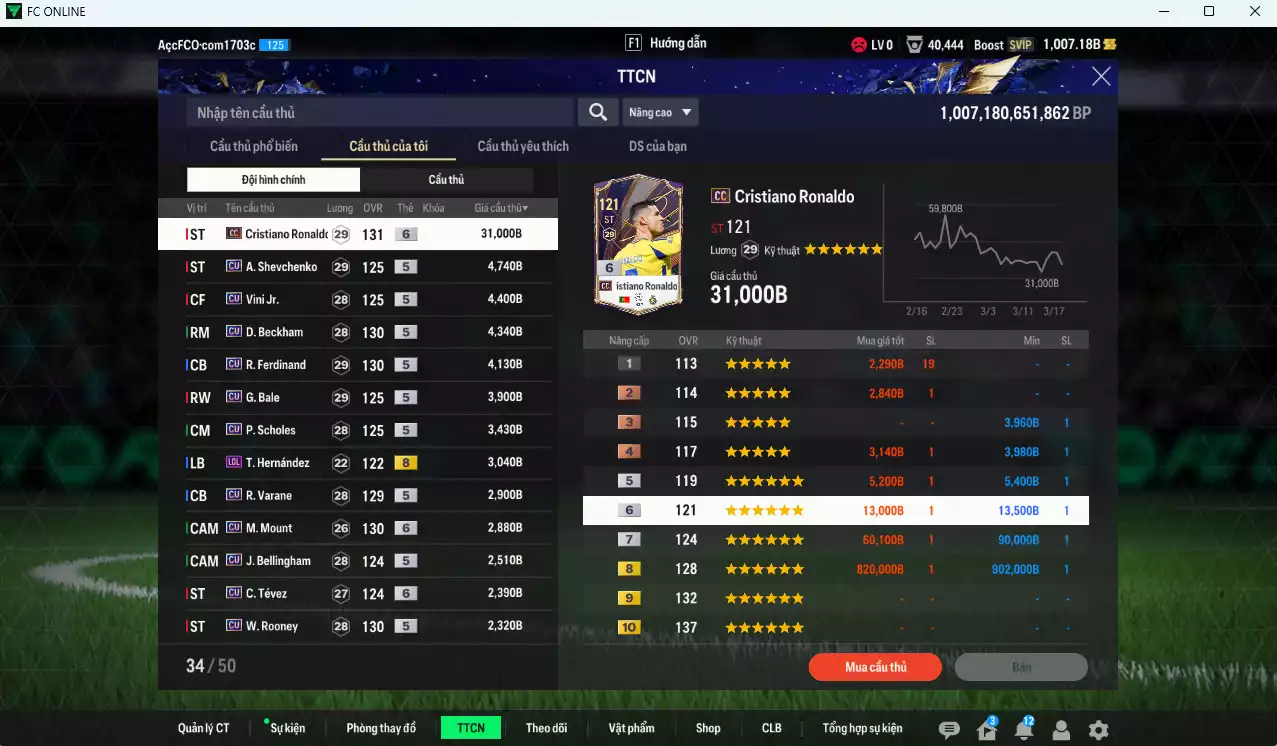 Ảnh [ACC Rẻ🔥] Full mùa CU+5 mix MU 97.790b có CR7 CC+6, Sheva, Vini, Beckham, Rio, Bale, Scholes, Varane, Mount+6, Bellingham, Tevez+6, Rooney, Bastian, Eusébio, Alaba... mùa CU dư 1000b