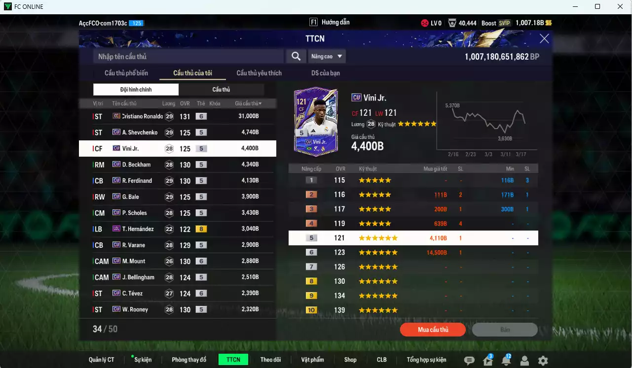 Ảnh [ACC Rẻ🔥] Full mùa CU+5 mix MU 97.790b có CR7 CC+6, Sheva, Vini, Beckham, Rio, Bale, Scholes, Varane, Mount+6, Bellingham, Tevez+6, Rooney, Bastian, Eusébio, Alaba... mùa CU dư 1000b