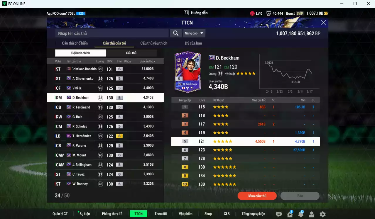 Ảnh [ACC Rẻ🔥] Full mùa CU+5 mix MU 97.790b có CR7 CC+6, Sheva, Vini, Beckham, Rio, Bale, Scholes, Varane, Mount+6, Bellingham, Tevez+6, Rooney, Bastian, Eusébio, Alaba... mùa CU dư 1000b