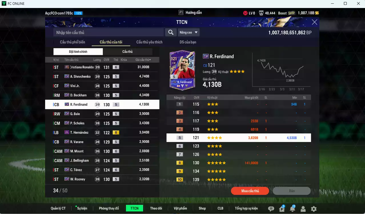 Ảnh [ACC Rẻ🔥] Full mùa CU+5 mix MU 97.790b có CR7 CC+6, Sheva, Vini, Beckham, Rio, Bale, Scholes, Varane, Mount+6, Bellingham, Tevez+6, Rooney, Bastian, Eusébio, Alaba... mùa CU dư 1000b