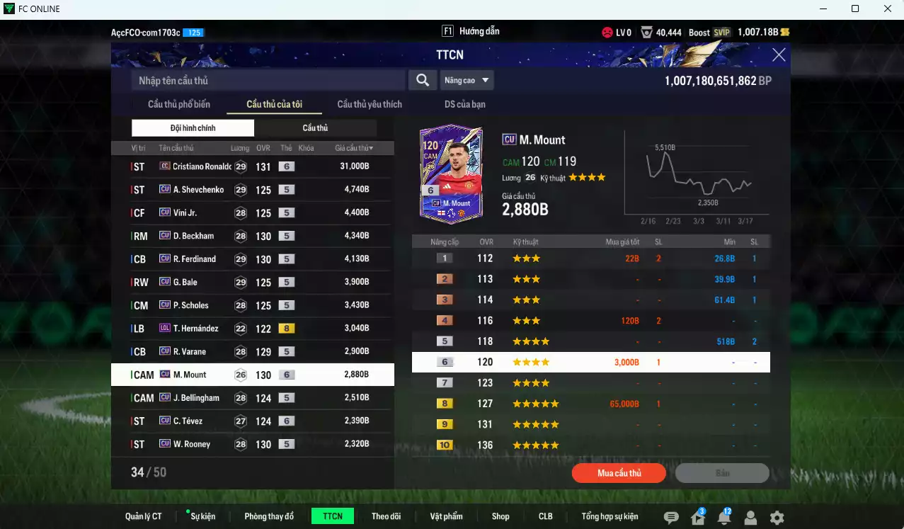 Ảnh [ACC Rẻ🔥] Full mùa CU+5 mix MU 97.790b có CR7 CC+6, Sheva, Vini, Beckham, Rio, Bale, Scholes, Varane, Mount+6, Bellingham, Tevez+6, Rooney, Bastian, Eusébio, Alaba... mùa CU dư 1000b