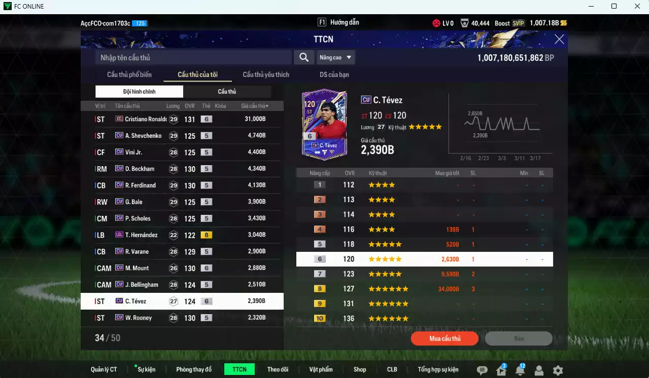 Ảnh [ACC Rẻ🔥] Full mùa CU+5 mix MU 97.790b có CR7 CC+6, Sheva, Vini, Beckham, Rio, Bale, Scholes, Varane, Mount+6, Bellingham, Tevez+6, Rooney, Bastian, Eusébio, Alaba... mùa CU dư 1000b