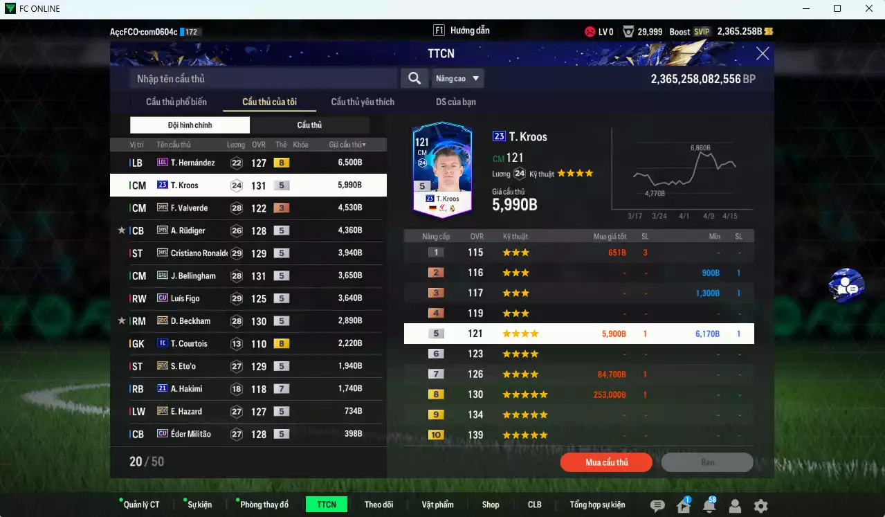 Ảnh Real Madrid 42.140b có Kroos 23UCL, CR7 TS24, Rudiger TS24, Valverde TS24, Bellingham GRU, Figo CU, Beckham BDO, Eto BDO... dư 2300b. Còn nhiều SVIP, CP GIẢM THUẾ