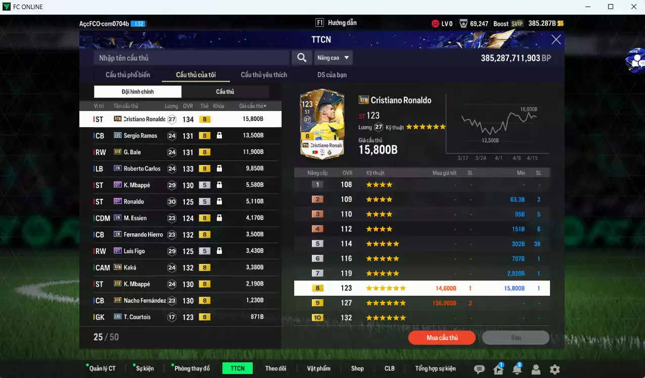 Ảnh [ACC Rẻ🔥] Real Madrid 83.640b có CR7 RTN, Ramos EBS, Bale BTB, Carlos LN, Ronaldo UT, Mbappé UT, Essien LN, Hierro LN, Figo UT, Kaká RTN, Mbappé BTB, Nacho BTB...