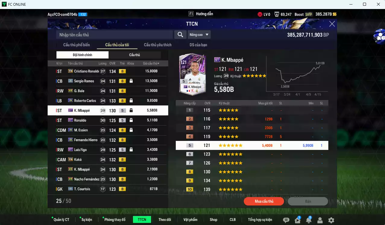 Ảnh [ACC Rẻ🔥] Real Madrid 83.640b có CR7 RTN, Ramos EBS, Bale BTB, Carlos LN, Ronaldo UT, Mbappé UT, Essien LN, Hierro LN, Figo UT, Kaká RTN, Mbappé BTB, Nacho BTB...