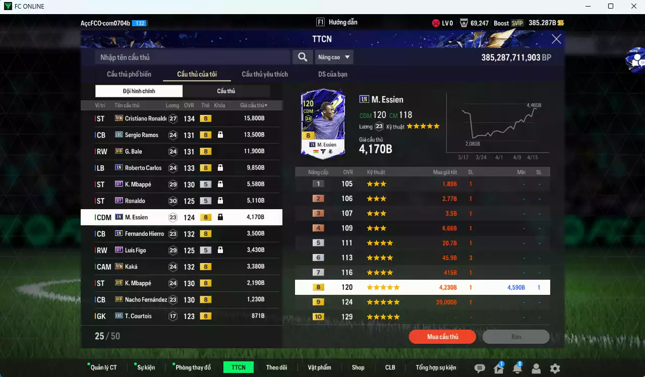 Ảnh [ACC Rẻ🔥] Real Madrid 83.640b có CR7 RTN, Ramos EBS, Bale BTB, Carlos LN, Ronaldo UT, Mbappé UT, Essien LN, Hierro LN, Figo UT, Kaká RTN, Mbappé BTB, Nacho BTB...