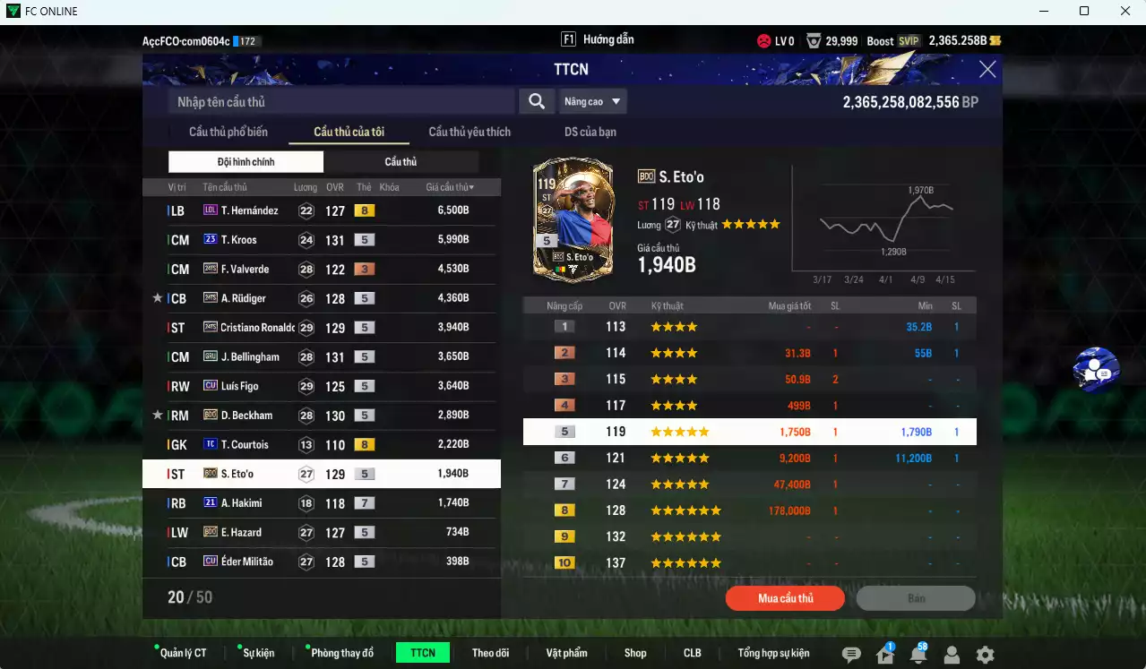 Ảnh Real Madrid 42.140b có Kroos 23UCL, CR7 TS24, Rudiger TS24, Valverde TS24, Bellingham GRU, Figo CU, Beckham BDO, Eto BDO... dư 2300b. Còn nhiều SVIP, CP GIẢM THUẾ
