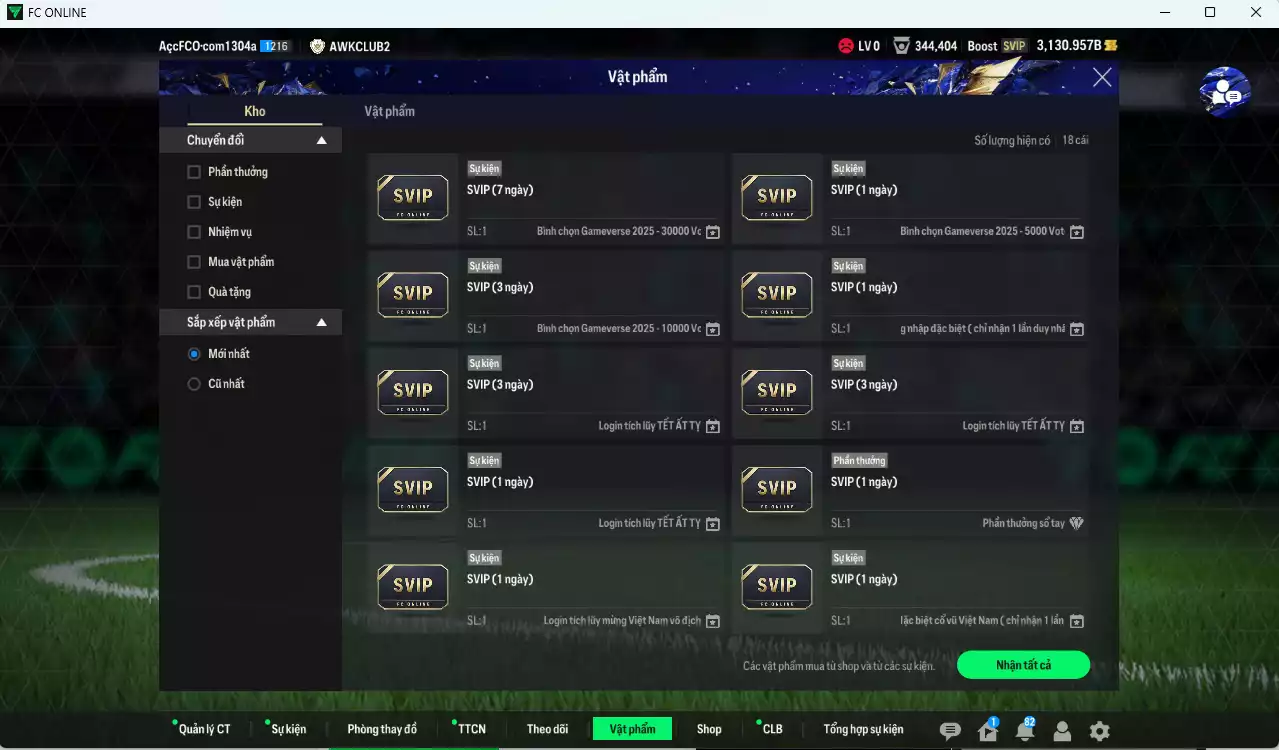 Ảnh [ACC Rẻ🔥] AC Milan 431.290b có Beckham CC, Maldini CC, Rijkaard HG, Gullit LN, Ronaldinho LN, Cafu CC, Van Basten LN, Ronaldo BDO, Nesta HG, Rui Costa ICON+7, Futre BTB+9... dư 1100b. HLV Xịn