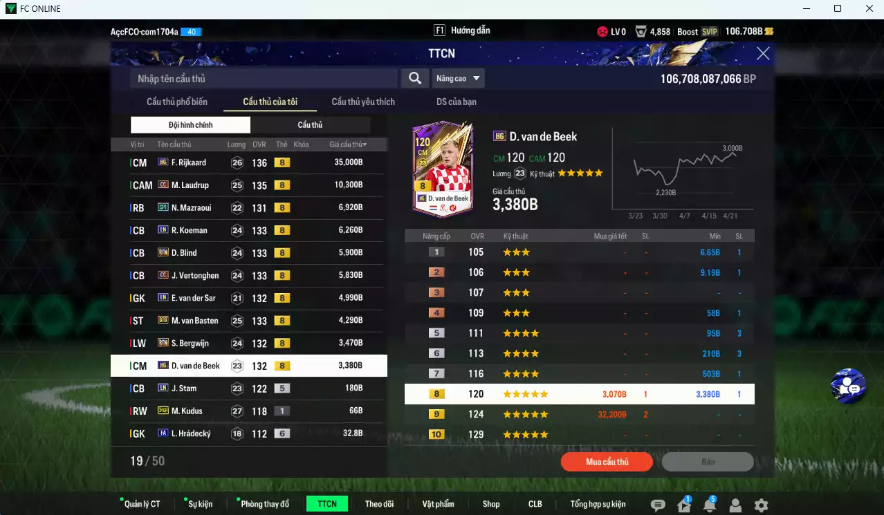 Ảnh [ACC Rẻ🔥] Team Hà Lan 86.670b có Rijkaard HG, M. Laudrup CC, Mazraoui SPL, Koeman LN, Blind RTN, Vertonghen CC, VDS LN, Van Basten BTB, Bergwijn RTN, Van de Beek HG