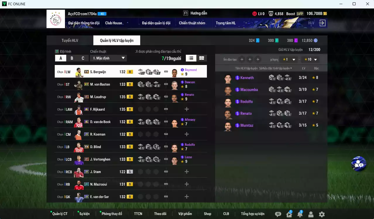 Ảnh [ACC Rẻ🔥] Team Hà Lan 86.670b có Rijkaard HG, M. Laudrup CC, Mazraoui SPL, Koeman LN, Blind RTN, Vertonghen CC, VDS LN, Van Basten BTB, Bergwijn RTN, Van de Beek HG