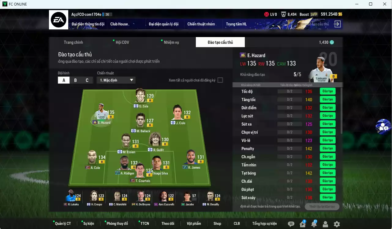 Ảnh Chelsea 255.180b có Hazard HG, Rudiger SPL, Zola CFA, Gullit CFA, J. Cole CFA, Courtois CC, Essien CFA, KDB BLD+6, KDB BTB, A. Cole CC, Desailly CFA, Ballack CFA, James SPL,Makélélé CFA, Silva CAP... Còn nhiều CP GIẢM THUẾ