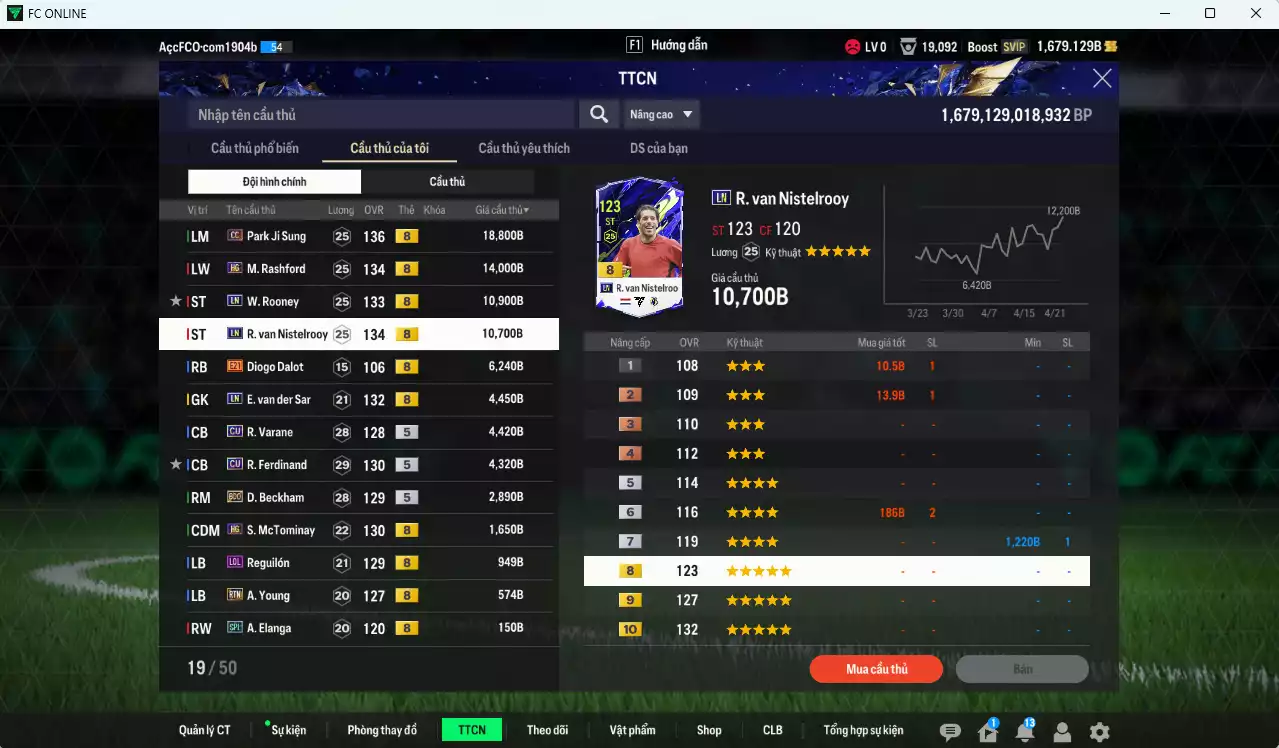 Ảnh [ACC Rẻ🔥] Man Utd. 80.090b dư 1600b có Park Ji Sung CC, Rashford HG, Rooney LN, Van Gol LN, VDS LN, Varane CU, Rio CU, Beckham BDO, McTominay HG... Còn nhiều CP GIẢM THUẾ