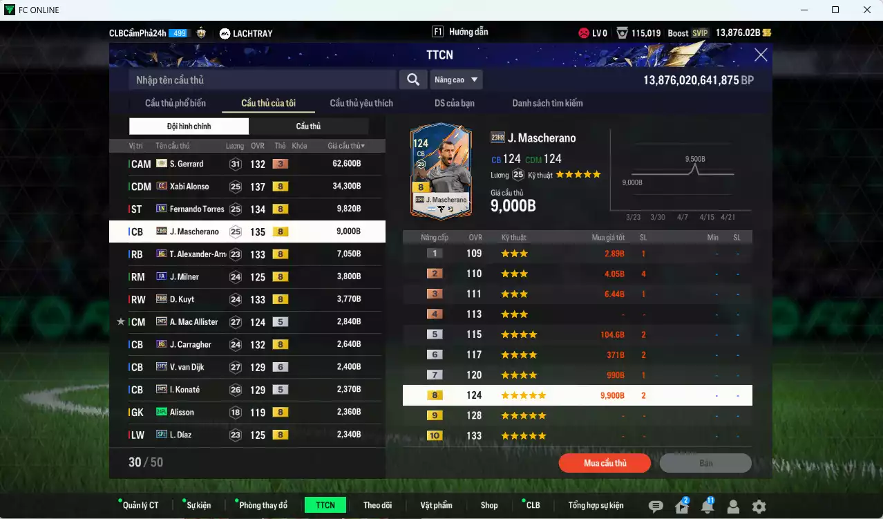 Ảnh [Dư nhiều BP] Liverpool 181.150b dư 13.800b có Gerrard ITM+3, Alonso CC, Torres LN, Mascherano 23HR, Arnold HG, Milner FA, Kuyt 23HR, Mac Allister TS24... Còn nhiều SVIP