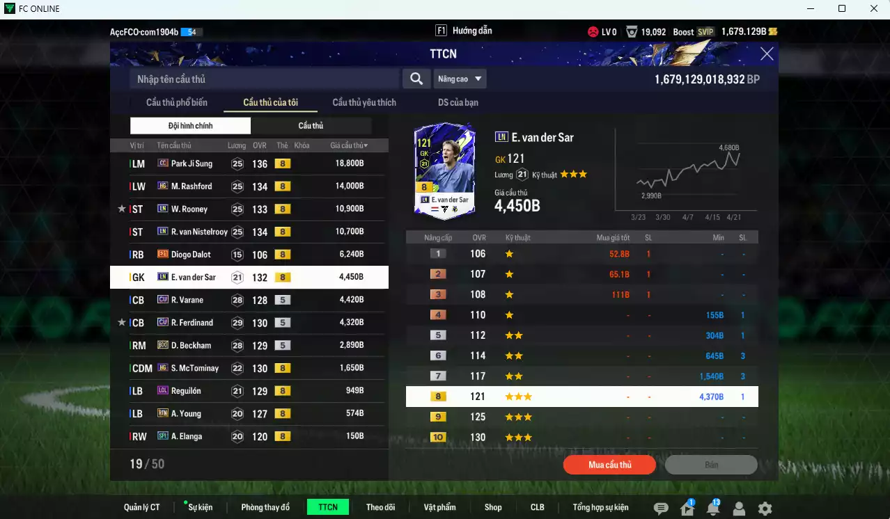 Ảnh [ACC Rẻ🔥] Man Utd. 80.090b dư 1600b có Park Ji Sung CC, Rashford HG, Rooney LN, Van Gol LN, VDS LN, Varane CU, Rio CU, Beckham BDO, McTominay HG... Còn nhiều CP GIẢM THUẾ