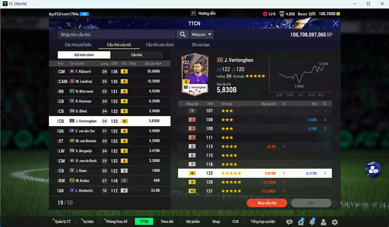 Ảnh [ACC Rẻ🔥] Team Hà Lan 86.670b có Rijkaard HG, M. Laudrup CC, Mazraoui SPL, Koeman LN, Blind RTN, Vertonghen CC, VDS LN, Van Basten BTB, Bergwijn RTN, Van de Beek HG