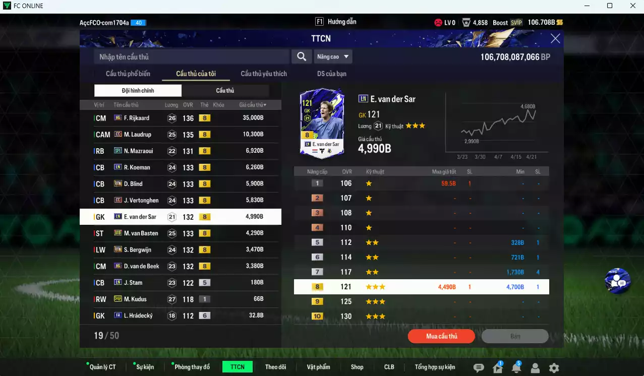 Ảnh [ACC Rẻ🔥] Team Hà Lan 86.670b có Rijkaard HG, M. Laudrup CC, Mazraoui SPL, Koeman LN, Blind RTN, Vertonghen CC, VDS LN, Van Basten BTB, Bergwijn RTN, Van de Beek HG