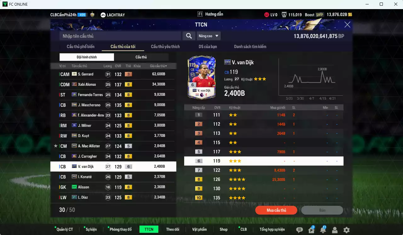 Ảnh [Dư nhiều BP] Liverpool 181.150b dư 13.800b có Gerrard ITM+3, Alonso CC, Torres LN, Mascherano 23HR, Arnold HG, Milner FA, Kuyt 23HR, Mac Allister TS24... Còn nhiều SVIP