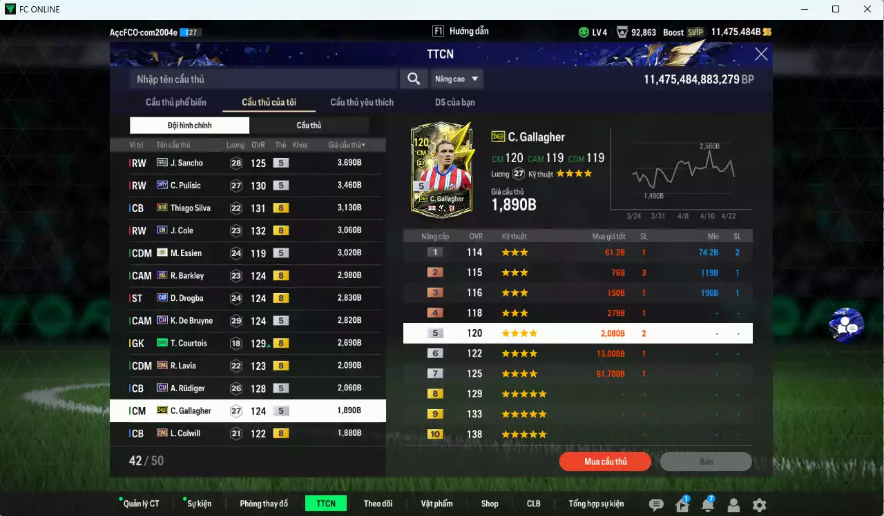 Ảnh [Dư nhiều BP] Chelsea 118.980b dư 11.400b có Gullit BDO, Desailly LN, Palmer TS24, James SPL, A. Cole CC, Saúl HG, Sheva CU, Lampard BTB, Petit LN, Salah GRU, Sancho GRU, Pulisic TY25...