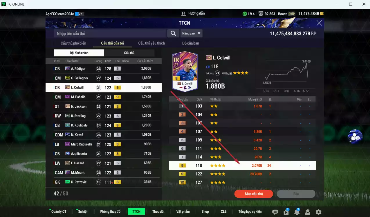 Ảnh [Dư nhiều BP] Chelsea 118.980b dư 11.400b có Gullit BDO, Desailly LN, Palmer TS24, James SPL, A. Cole CC, Saúl HG, Sheva CU, Lampard BTB, Petit LN, Salah GRU, Sancho GRU, Pulisic TY25...