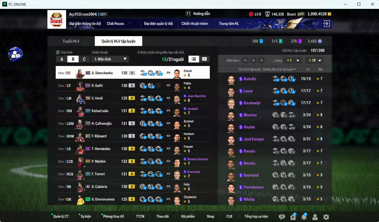 Ảnh AC Milan 48.790b dư 2000b có Gullit CU+6, Calhanoglu TS24, Maldini BTB, Sheva CU, Leão SPL, Tomori SPL, Theo LOL, Crespo MDL, Rijkaard BDO...
