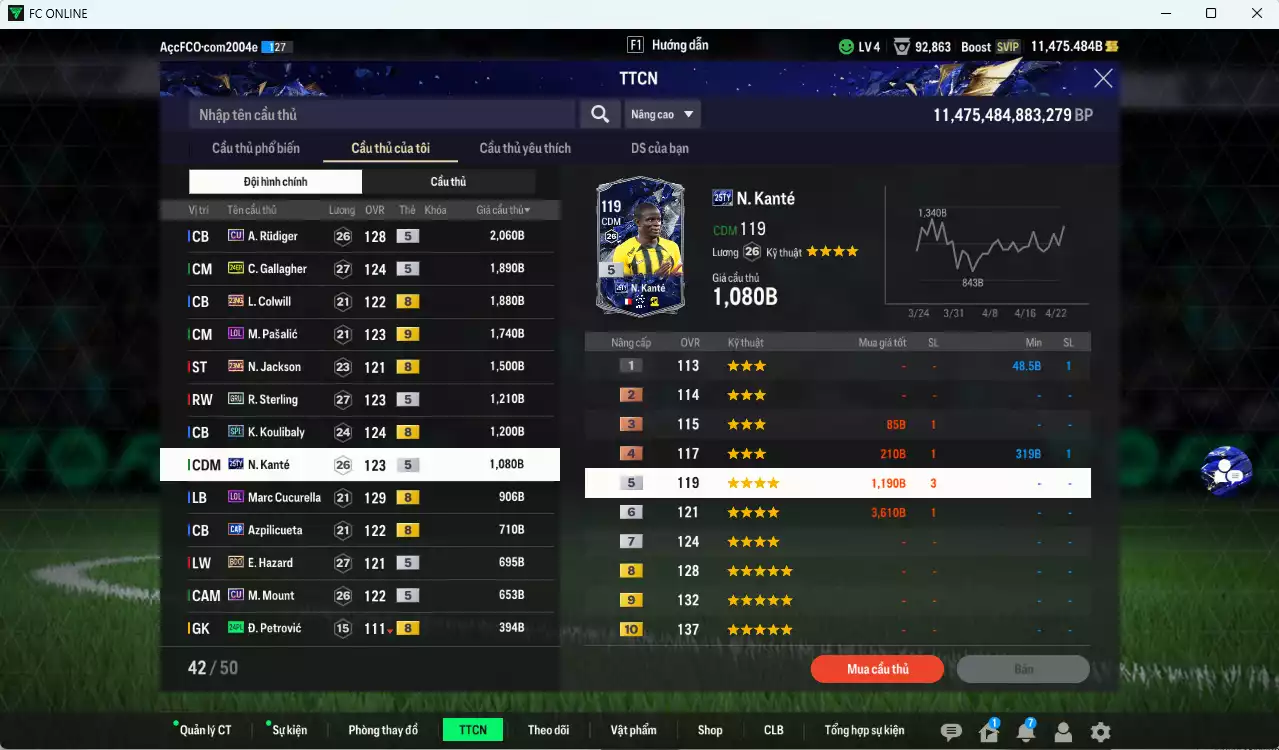 Ảnh [Dư nhiều BP] Chelsea 118.980b dư 11.400b có Gullit BDO, Desailly LN, Palmer TS24, James SPL, A. Cole CC, Saúl HG, Sheva CU, Lampard BTB, Petit LN, Salah GRU, Sancho GRU, Pulisic TY25...