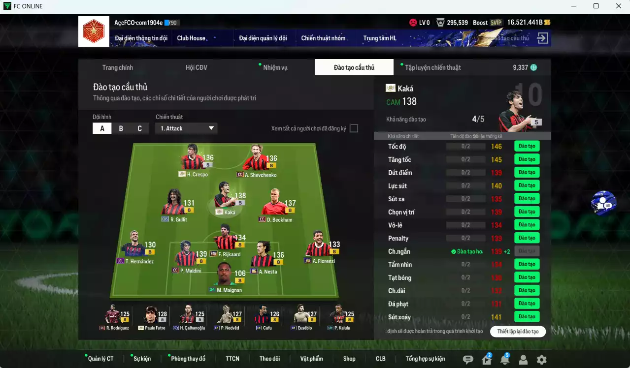 Ảnh AC Milan 1.312.730b dư 16.500b có Kaká ITM+5, Crespo ITM+5, Beckham CC, Maldini CC, Nedved LN, Sheva CC, Futre ITM+5, Gullit EBS, Eusébio LN, Nesta HG, Rijkaard RTN... HLV Xịn