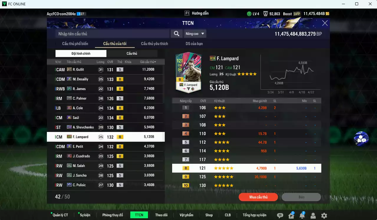 Ảnh [Dư nhiều BP] Chelsea 118.980b dư 11.400b có Gullit BDO, Desailly LN, Palmer TS24, James SPL, A. Cole CC, Saúl HG, Sheva CU, Lampard BTB, Petit LN, Salah GRU, Sancho GRU, Pulisic TY25...