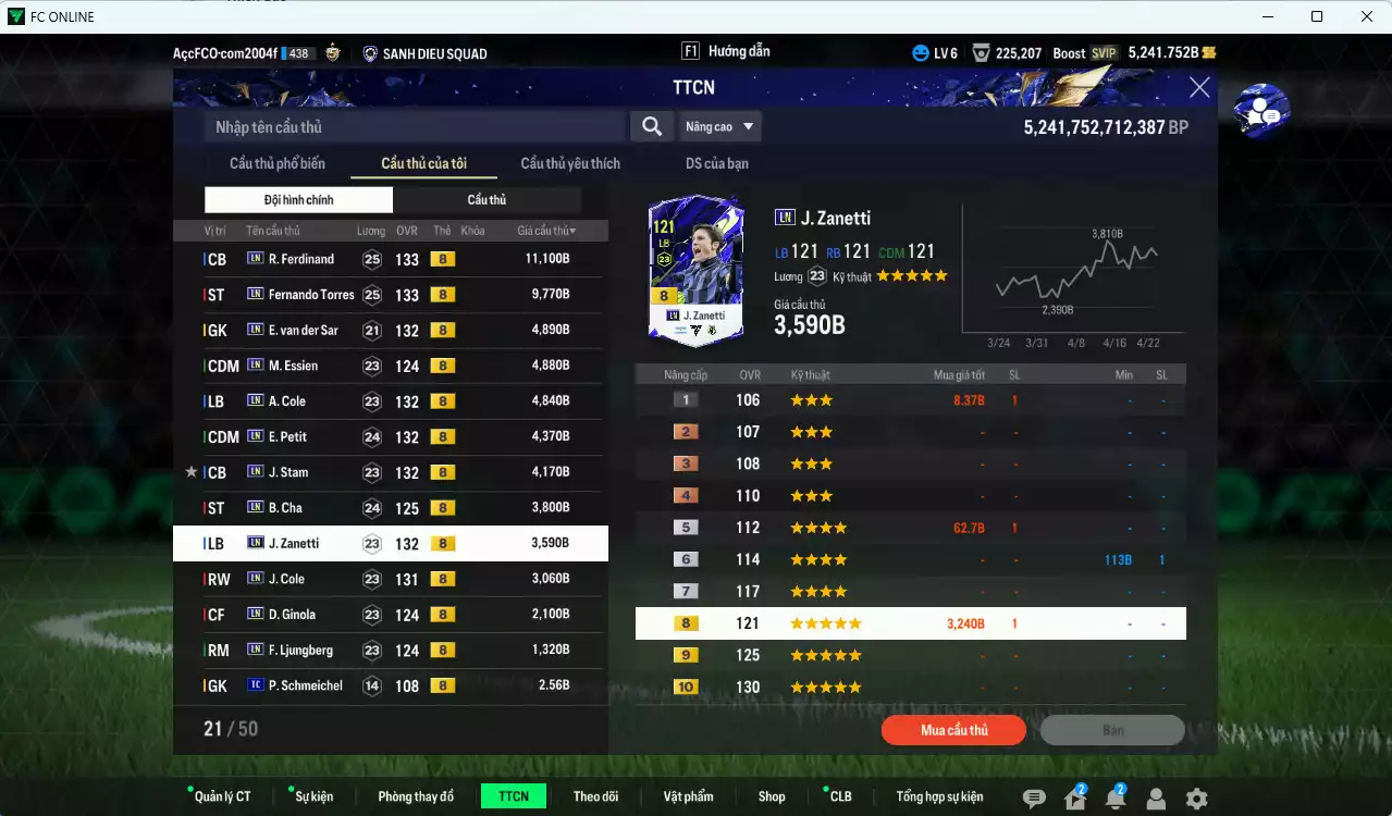 Ảnh [ACC Rẻ🔥] Full mùa LN 104.590b dư 5200b có Cruyff, Bergkamp, Rijkaard, Rio, Torres, VDS, Essien, Cole, Petit, Stamp, B. Cha, Zanetti, Ginola, Ljungberg LN+8 . HLV Xịn