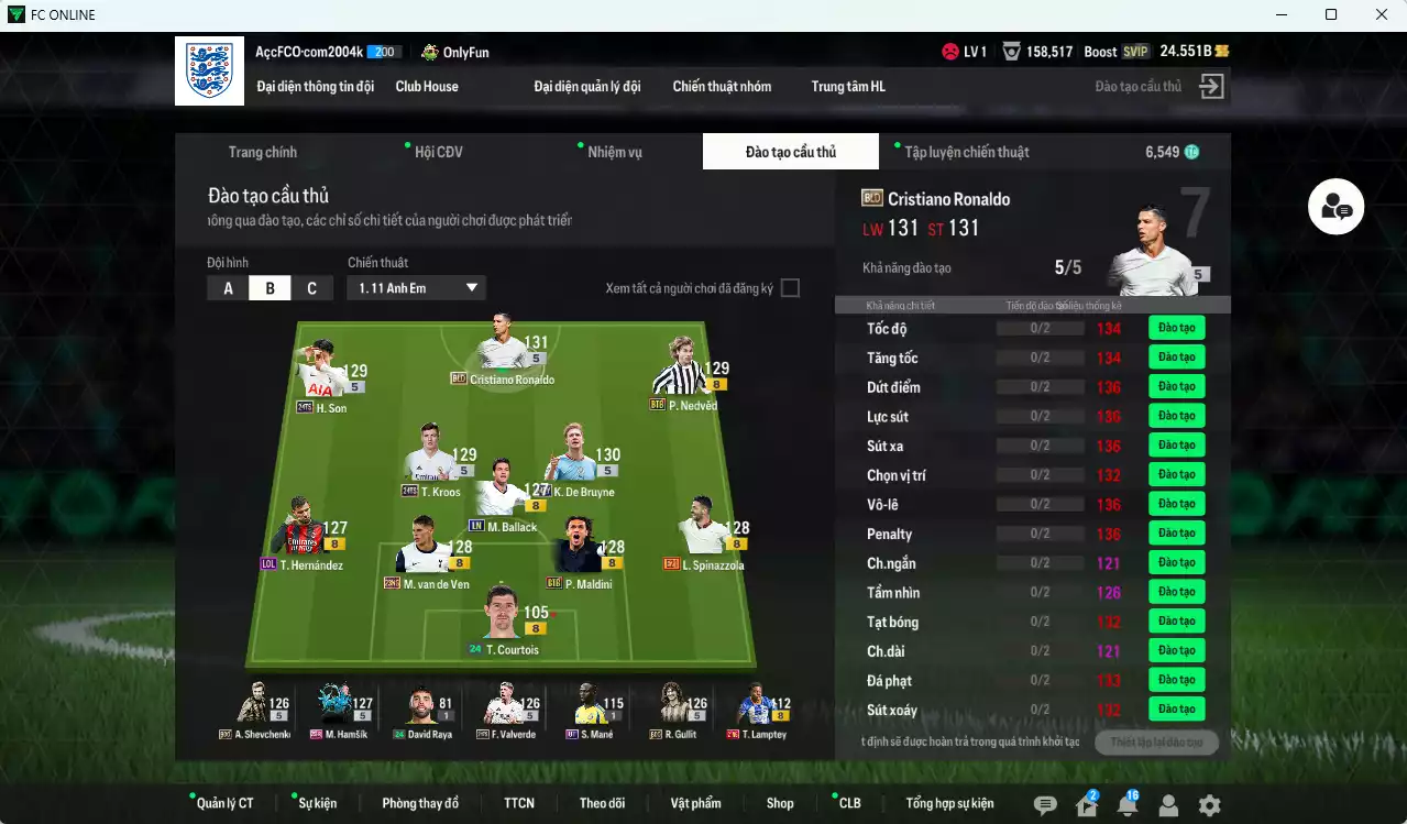 Ảnh [ACC Rẻ🔥] Quốc Dân 263.700b có CR7 BLD, Ballack LN, K. De Bruyne TY24, Kroos TS24, Valverde TS24, Nedved BTB, Sheva BDO, H. Son TS24, Gullit BDO, Hamsik 25HR, Maldini BTB, Van de Ven 23NG... HLV Xịn